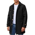 thumbnail image 5 of Miqool Mens Trench Coat Turndown Collar Button Down Long Sleeve Mid Length Winter Casual Business Outerwear Overcoats with Pockets M-XXXL, 5 of 9