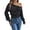 Black, variant on Womens Off the Shoulder Sweaters Fall Oversized Knit Long Sleeve Crochet Pullover Sweater Tops Fall Trendy Outfits(Sky Blue,M)