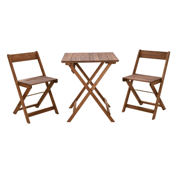 Linon Riverpark 3-Piece Acacia Wood Outdoor Bistro Set, Brown Oil Finish