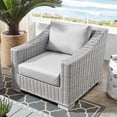 thumbnail image 2 of Lounge Chair Armchair, Sunbrella, Rattan, Wicker, Grey Gray, Modern Contemporary Urban Design, Outdoor Patio Balcony Cafe Bistro Garden Furniture Hotel Hospitality, 2 of 9