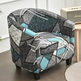 thumbnail image 3 of CJC 2-Piece Club Chair Slipcover with Cushion Tub Printed Covers, Elastic Armchair Round Barrel Couch Covers, for Bar Counter Living Room, Color 13, 3 of 8