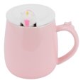 thumbnail image 4 of Taza de cerámica con patrón de dibujos animados, taza de café con agua y tapa, cuchara para uso en el hogar y la Oficina, color rosa, 4 of 8