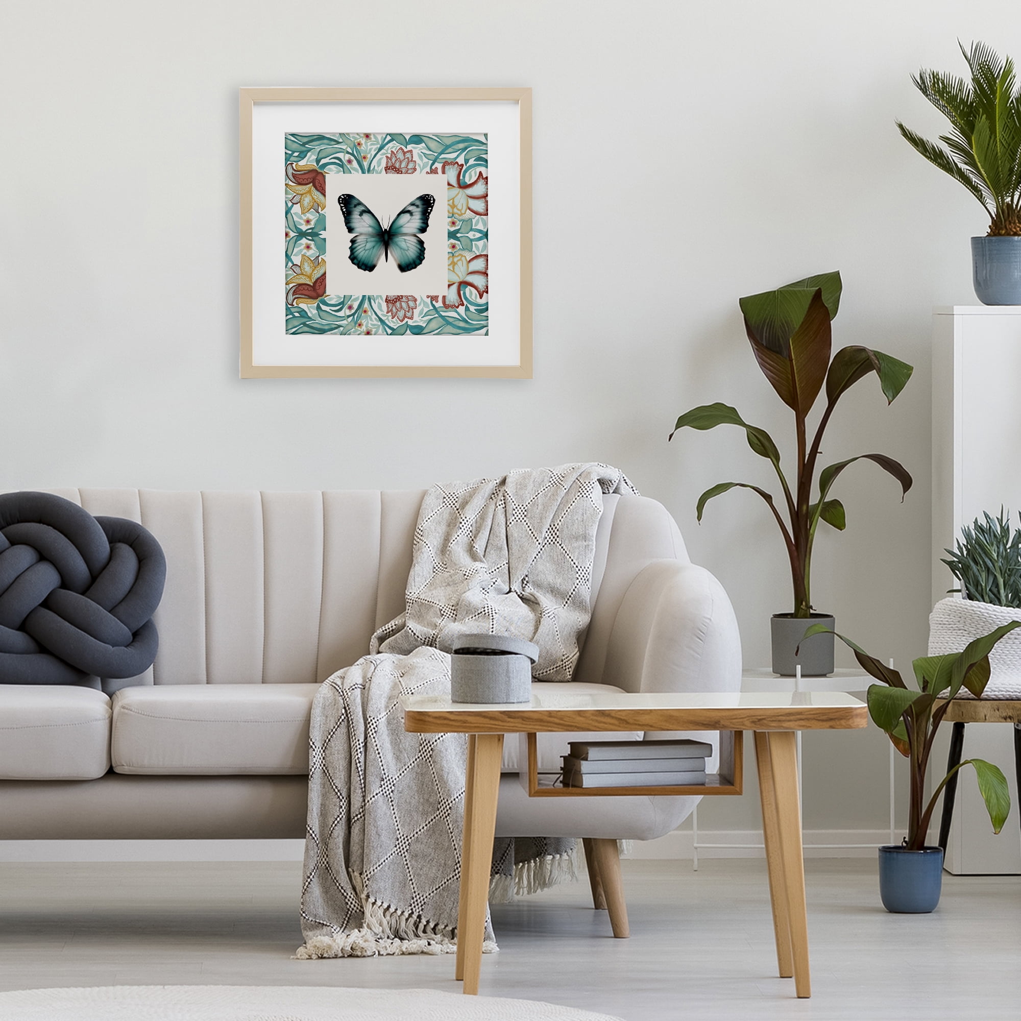 Stupell Industries Blue Toned Baroque Butterfly Birch Framed Print Under Glass, design by Elizabeth Medley