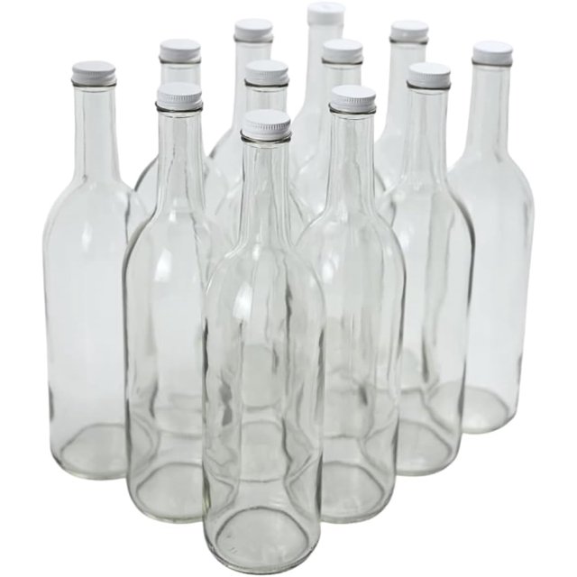 Botellas de vino FasTrack de vidrio transparente de 750 ml con tapones de rosca (12 unidades)