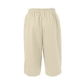 thumbnail image 5 of Pouno Women's Linen Capri Pants High Waist Drawstring Waistband Rolled Cuff Pants Casual Errands Soft Breathable Loose Straight Leg Pants Gift, 5 of 6