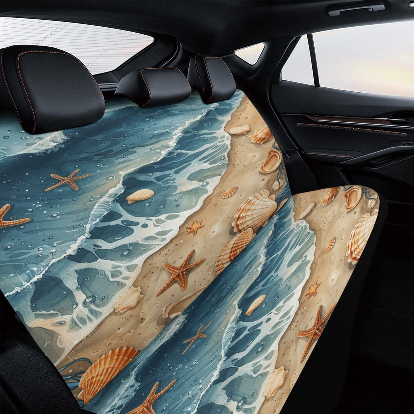 Beach Seashell Starfish Car Rear Seat Cover Accessories Universal Fit Car Seat Covers Durable