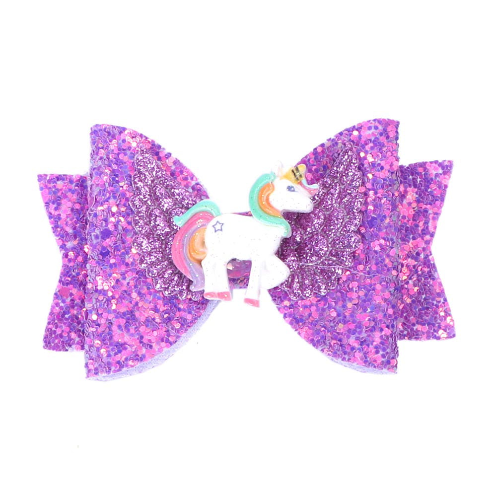 5"JOJO SIWA Cartoon mermaid unicorn hair bow with pigtail clip girls kid bowknot 
