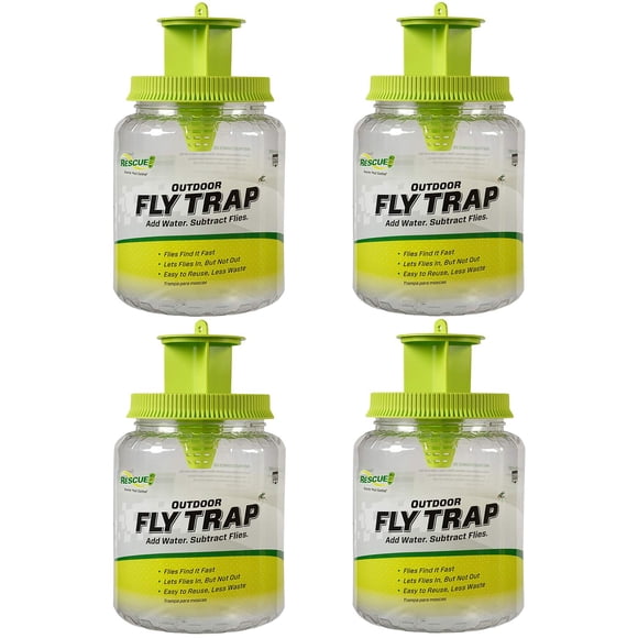 Trampa para moscas para exteriores ¡RESCATE! Reutilizable: 4 trampas