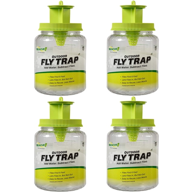 Trampa para moscas para exteriores ¡RESCATE! Reutilizable: 4 trampas