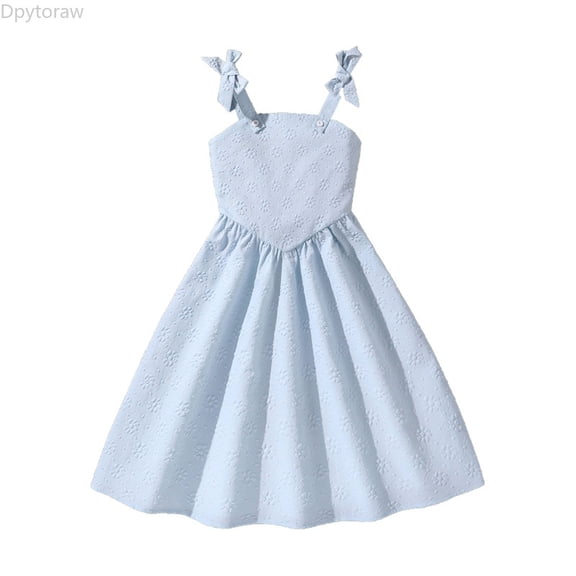 Dpytoraw Floral For Girls Elegant Smocked Waist Flowy A Line Summer Dress For Big Kids Girls Sleeveless Dresses For Wedding,Blue Size 7-8 Years