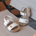thumbnail image 3 of Girls Flat Sandals Casual Platform Nonslip Walking Shoes Fashion Metal Decor Slingback Sumemr Dress Shoes Beige 6.5 Toddler, 3 of 7