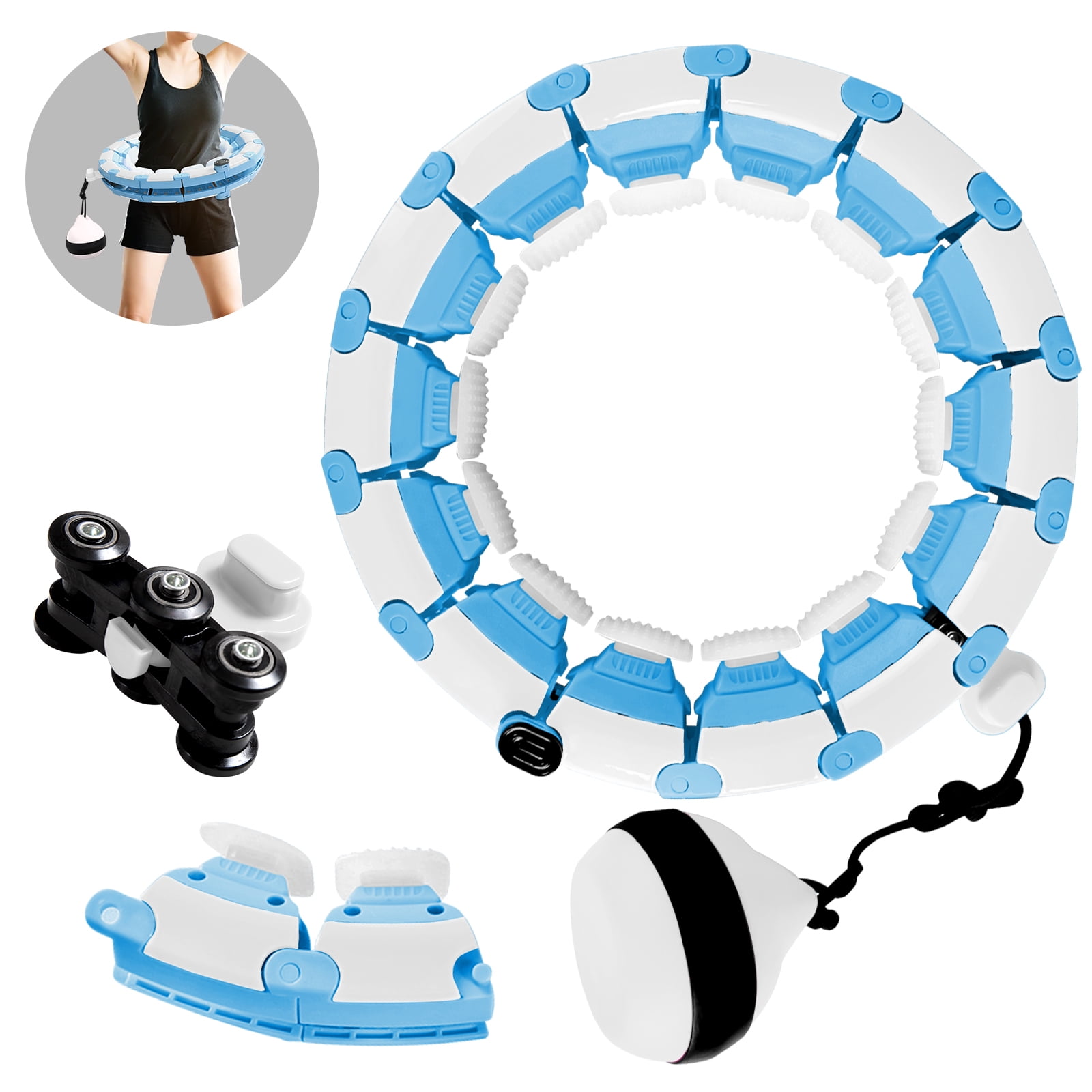 Non-Fall Exercise Hoola Hoops and Fitness Equipment with Intelligent Counter Smart Weighted Hula Hoop for Adults Weight Loss Suitable for Adults and Kids 28 Detachable Knots 360° Massage 