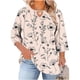 thumbnail image 3 of TaTaai Women Plus Size Crew Neck Tee Chest Cutout 3/4 Sleeve Random Print Spring Summer Casual Base Layer Ladies Daily Commute Wear Lightweight Soft Non-See-Through Top Gift, 3 of 6