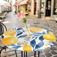 thumbnail image 6 of Summer Lemon Round Tablecloth for 45-54 Inch Tables,Fitted Table Cover with Elastic Edge,Spring Pastoral Watercolor Fruit Blue Yellow Waterproof Outdoor Table Cloth Protector for Patio Garden Dinner, 6 of 9