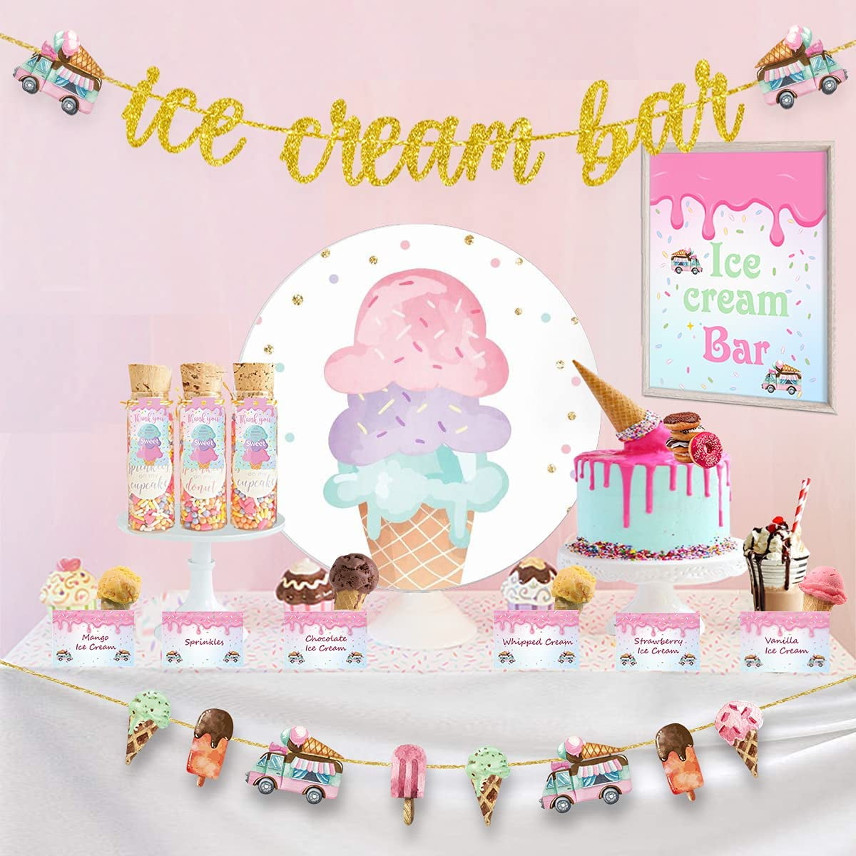 Ice Cream Bar Sign Ice Cream Social Birthday Ice Cream Truck Party Sig -  Design My Party Studio