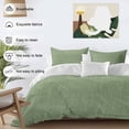 thumbnail image 3 of 3 Piece Vintage Forest Green Duvet Cover Set Queen Size,Microfiber Comforter/Quilt Cover with Corner Ties and 2 Pillowcases,Farmhouse Retro Solid Color Linen Texture Soft Bedding with Zipper Closure, 3 of 8