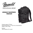 thumbnail image 6 of BRANDIT INDIVIDUAL WEAR Medium Black Backpack (8007-11002-OS), 6 of 6