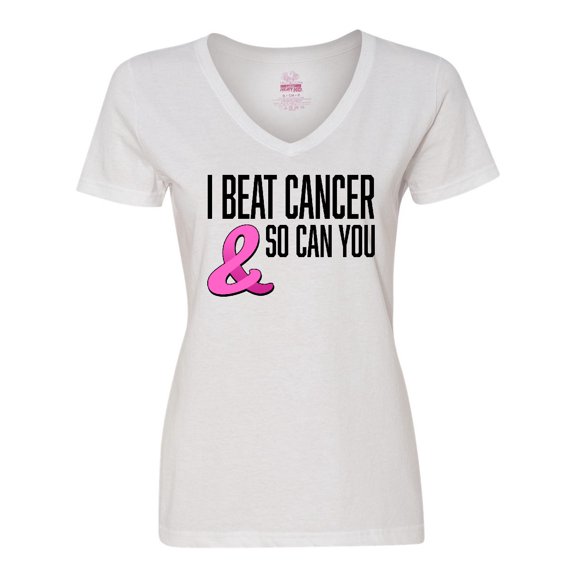 Inktastic I Beat Cancer and So Can You Women's V-Neck T-Shirt