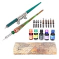 thumbnail image 3 of Ink Holder Dip Pen, Quality Glass Dip Pen Kit Signature Dip Pen  For Calligraphy For Beginner Red Green 2 Pen 5 Ink Set, 3 of 8