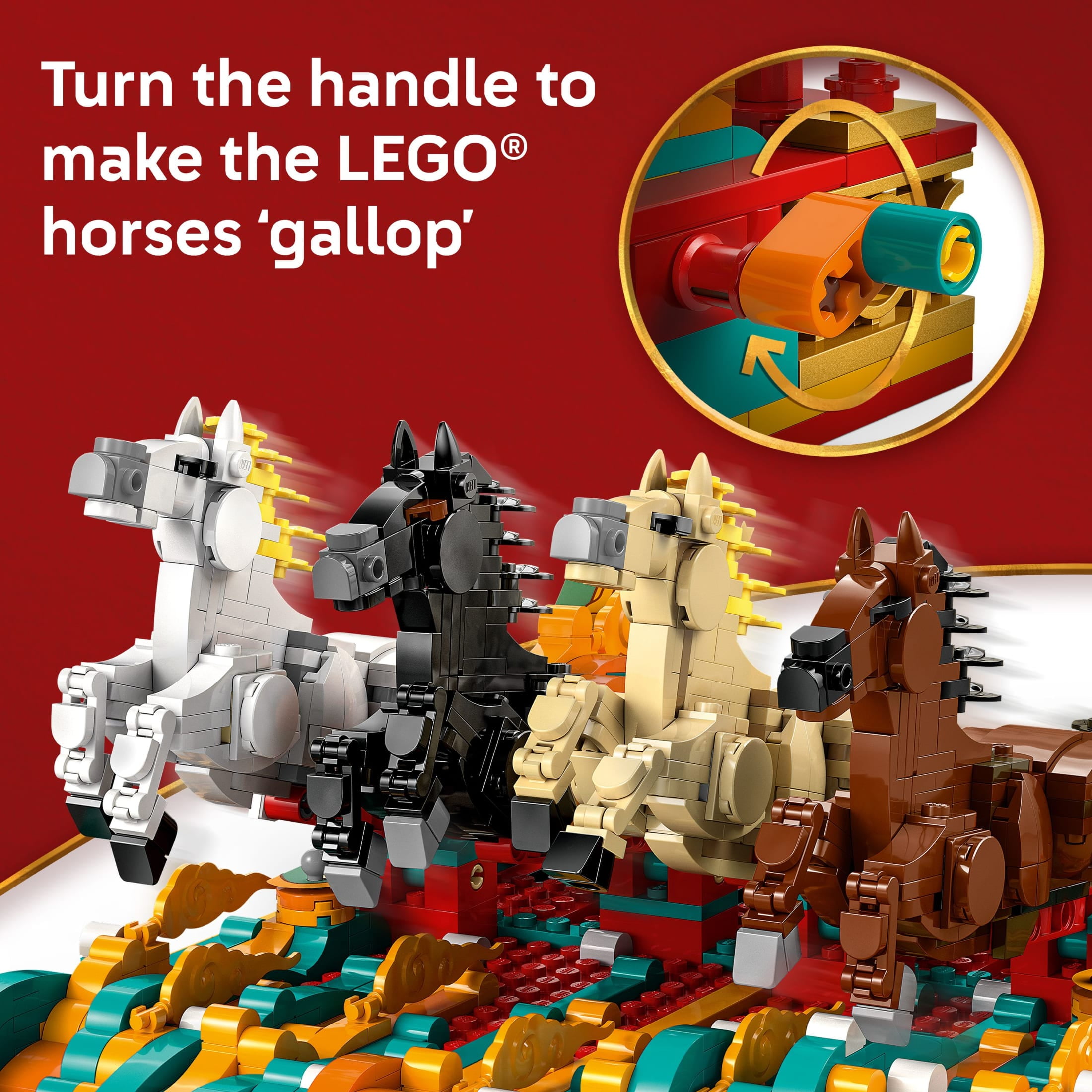 LEGO Spring Festival Galloping Horse Canvas Kids Building Toy -  Year of the Horse Toy for Girls & Boys, Ages 10+ - Buildable Chinese New Year Decoration - Gift Idea for Birthdays & Families - 80119