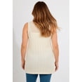 thumbnail image 2 of Roaman's Women's Plus Size Pointelle V-Neck Ribbed Trim Tank, 2 of 3