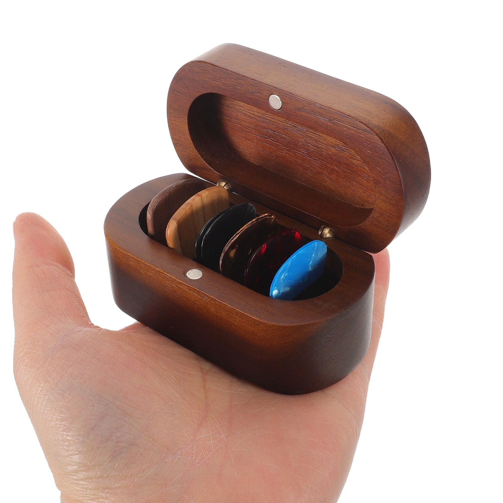 DEEPCRAFF Wood Guitar Pick Holder Set with 10 Picks and Portable Case - Essential Guitar Accessories Kit