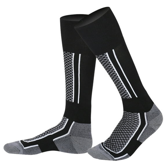 Winter Men Women Outdoor Sports Snowboard Cotton Thermal Warm Long Ski Socks,Grey Black