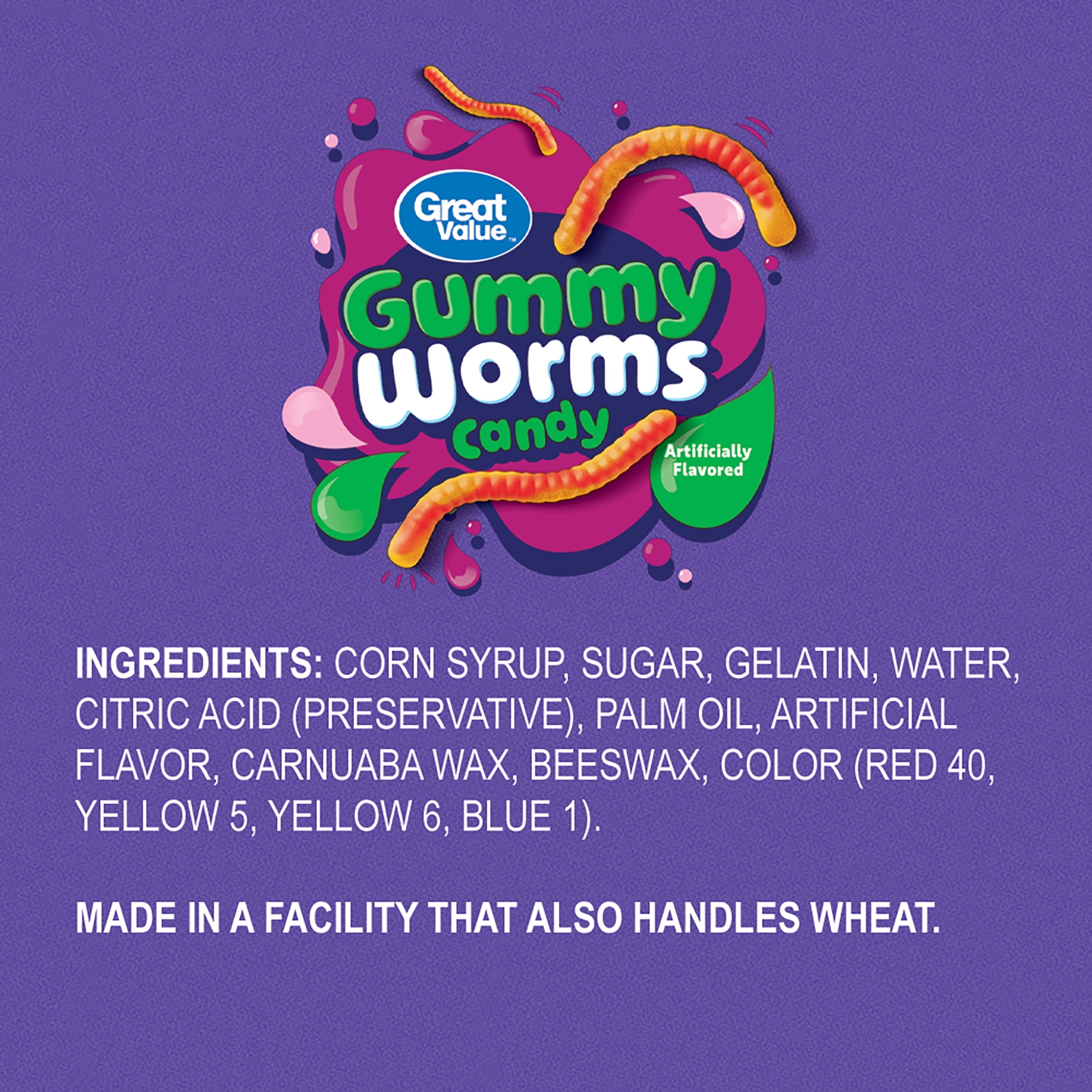Great Value Gummy Worms Chewy Candy, 48 oz Bag