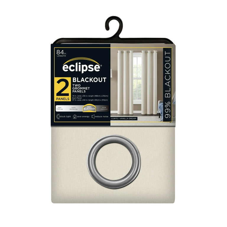 Eclipse Corte Solid Blackout Curtain, Panel Pair, Vanilla