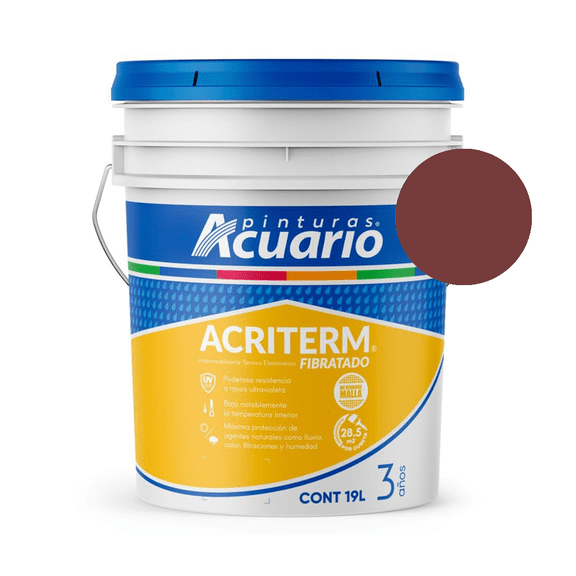 Impermeabilizante Térmico Elastomérico Fibratado Pinturas Acuario Acriterm 3 Años 19 Litros Color Terracota