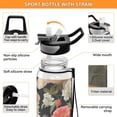 thumbnail image 4 of Orange Cats Flowers Leaves Sports Water Bottle Portable Travel Mug 32oz BPA Free Leak Proof Straw Transparent Tritan for Gym Yoga Cycling Camping, 4 of 7