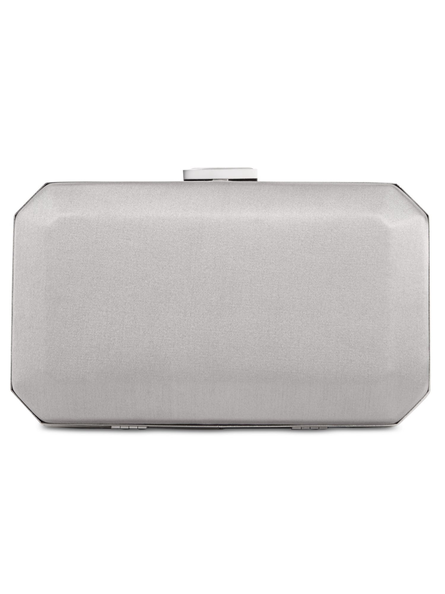 INC Women's Silver Satin Chain Strap Clutch Handbag Purse