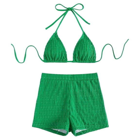 RUTAYY Women's Bikini Sets Solid Color Tankini Swimwear with Shorts 2 Piece Bathing Swimming Water Sport Swimsuit