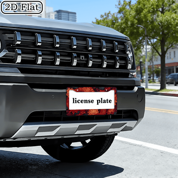 1pc 6x12inch(16x31cm) Metal License Plate Frame Cover Red Dragon Front License Plate Frame Cover Accessories