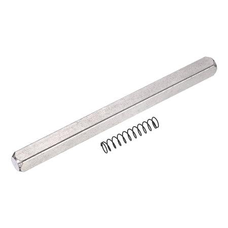 Door Knob Spindle, 110mm Spare Door Handle Spindle Bar with Spring, Vintage Straight Spindle Replacement Parts for Mechanical Locks, Silver Tone