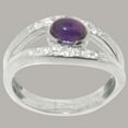 thumbnail image 2 of LBG British Made 925 Sterling Silver Natural Amethyst & Cubic Zirconia Womens Promise Ring - 33 size options - Size 6.5, 2 of 7