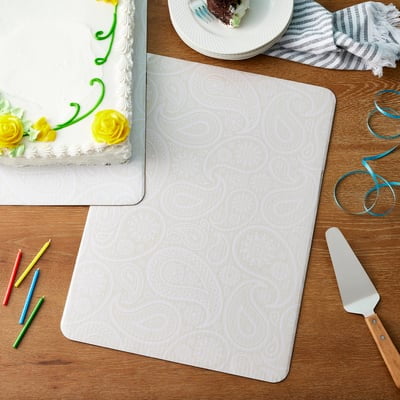 6 Packs: 3 ct. (18 total) Silver Paisley Cake Boards by Makery
