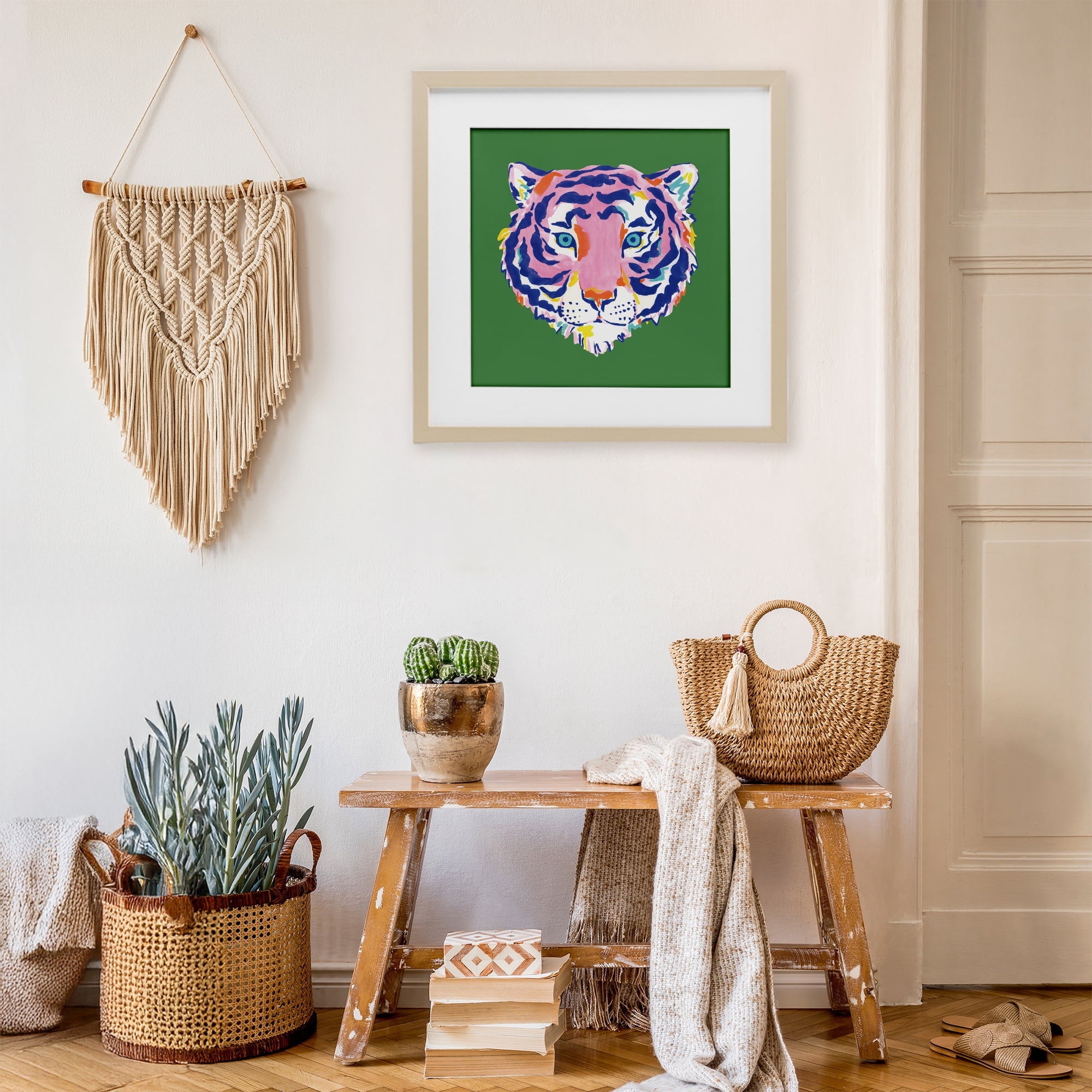 Stupell Industries Exotic Boho Tiger Face Birch Framed Print Under Glass, design by Karolina Sato