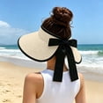 thumbnail image 5 of TFEOQRY Women's Straw Sun Visor Hat with Bow Back Detail UV Protection Wide Brim Summer Beach Ponytail Hat, 5 of 7