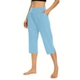 thumbnail image 4 of VISALY Yoga Pants Women, Capri Yoga Pants for Women, Women's Yoga Lightweight Cropped Pants Side Slit Cropped Pants Side Slit Pull On for Women, 1 Pack Capris for Women (Light Blue, L), 4 of 6