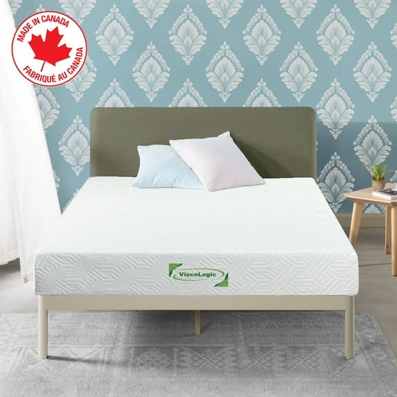 ViscoLogic Infinity 10 Inch Queen Mattress Made in Canada Medium-Firm Pressure Relief Orthopedic Support Gel Memory Foam Mattress in a Box CertiPUR-US®
