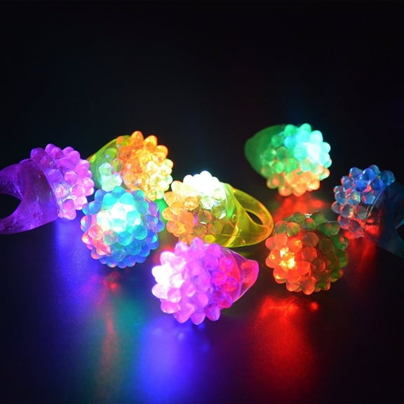 LED Light Up Jelly Bumpy Rings Toys - Assorted 36 ct Pack