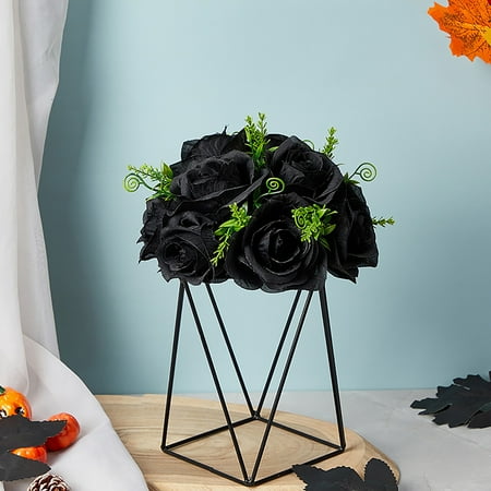 

Fake Flowers Dark Tie Table Flower Halloween Party Table Decoration Flower New Black Rose Fern Leaf Flower Foreign Trade Black Flower