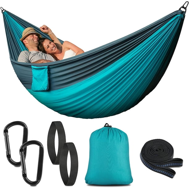 Hamaca para acampar Hamacas portátiles de nailon con correas para árboles Columpio de hamaca de un solo peso ligero para exteriores, mochileros, campamentos, viajes, playa, jardín, paracaídas transpirable y de secado rápidoAzulTamaño doble esquí esquí Gafas de esquí