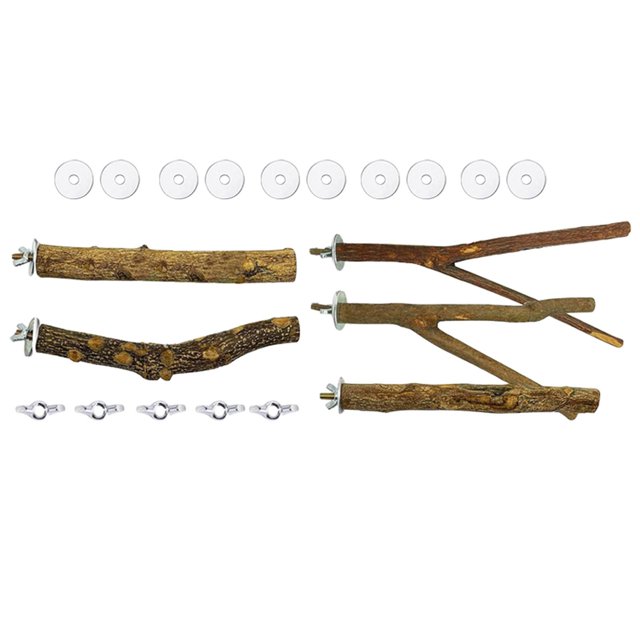 5 piezas de madera para pájaros, soporte de percha, de juguete, árbol, tenedor, parque infantil, escalada para ardilla, periquitos, 15cm Salvador Juguetes para pájaros