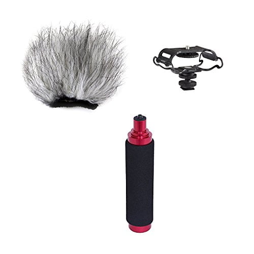 Movo AEK-Z4 Audio Enhancement Kit for the Zoom H4n, H5, H6, Tascam DR-40, DR-05, DR-07 (Includes Shockmount, Camera Shoe, Furry Windsceeen & Hand Grip)