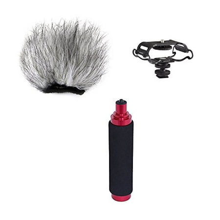 Movo AEK-Z4 Audio Enhancement Kit for the Zoom H4n, H5, H6, Tascam DR-40, DR-05, DR-07 (Includes Shockmount, Camera Shoe, Furry Windsceeen & Hand