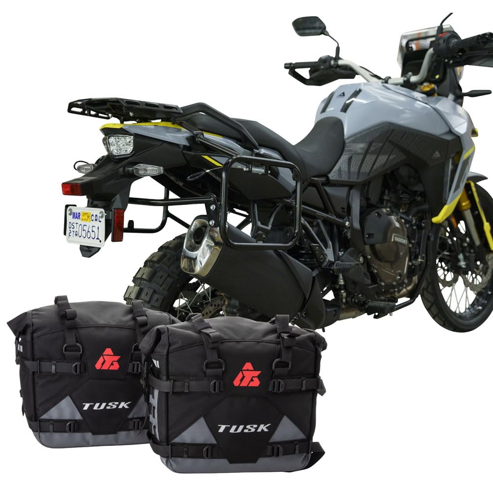 TUSK Pannier Racks Pilot Pannier Bags Black/Grey for Suzuki V