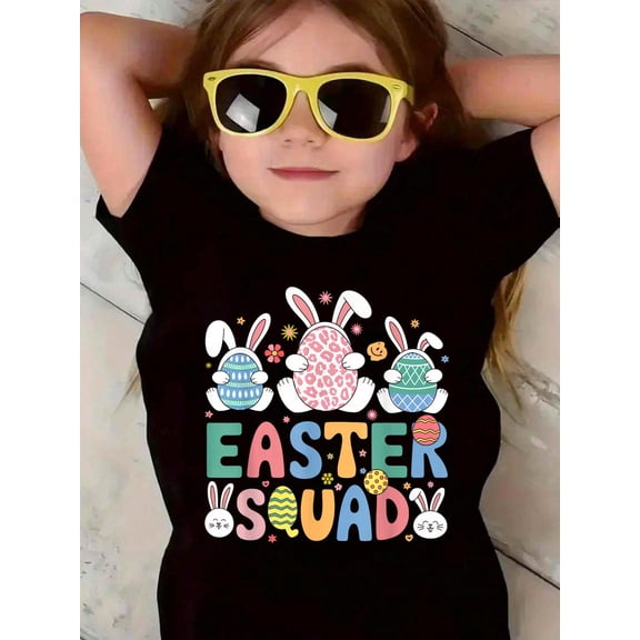 Easter Squad Bunny Rabbit Egg Groovy Cousin Crew Easter Day Kids T-Shirt Graphic T-shirts for boys and girls