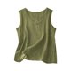 thumbnail image 3 of Auralook Cotton Linen Tank Tops for Women Solid Casual Summer Gauze Shirt Basic Sleeveless V Neck Loose Vest Beach Vacation Clothes, 3 of 5